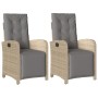 Sillón reclinable jardín reposapiés 2 uds ratán PE beige mezcla en Sillas de jardín | Comprar online en Foro24