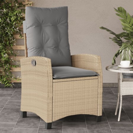Sillón reclinable de jardín con cojines ratán PE beige mixto en Sillas de jardín | Comprar online en Foro24