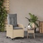 Sillón reclinable de jardín con cojines ratán PE beige mixto en Sillas de jardín | Comprar online en Foro24
