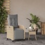 Sillón reclinable de jardín con reposapiés ratán PE beige mixto en Sillas de jardín | Comprar online en Foro24