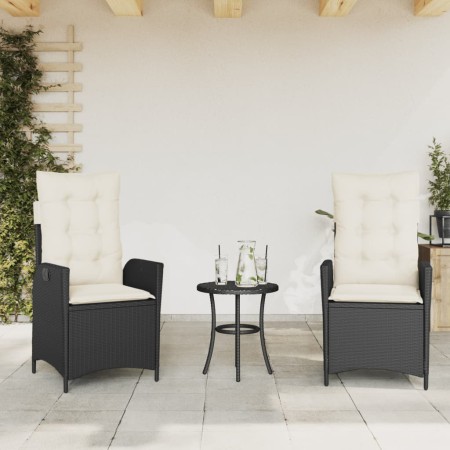 Sillones reclinable jardín cojines 2 uds ratán sintético negro en Sillas de jardín | Comprar online en Foro24