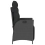 Sillón reclinable de jardín con reposapiés ratán PE negro