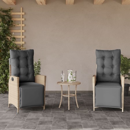 Sillón reclinable jardín reposapiés 2 uds ratán PE beige mezcla en Sillas de jardín | Comprar online en Foro24