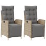 Sillón reclinable jardín reposapiés 2 uds ratán PE beige mezcla en Sillas de jardín | Comprar online en Foro24
