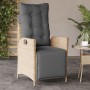 Sillón reclinable jardín reposapiés 2 uds ratán PE beige mezcla en Sillas de jardín | Comprar online en Foro24