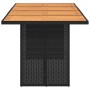Mesa de jardín superficie de madera ratán PE negro 190x80x74 cm