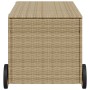 Caja de almacenaje jardín con ruedas ratán PE beige mezcla 190L