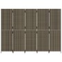 Biombo de 5 paneles ratán sintético gris