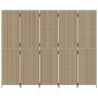 Biombo de 5 paneles ratán sintético beige