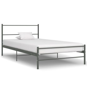 Estructura de cama de metal gris 100x200 cm