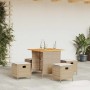 Set comedor de jardín 5 pzas con cojines ratán sintético beige