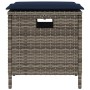 Set comedor de jardín 5 piezas con cojines ratán sintético gris