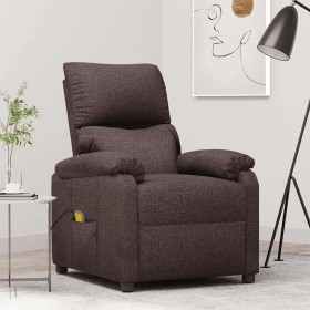 Sillón de masaje eléctrico tela marrón oscuro