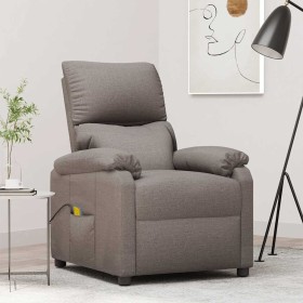 Sillón de masaje reclinable de tela gris taupé