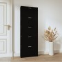 Mueble zapatero madera contrachapada negro 59x17x169 cm