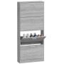Mueble zapatero madera contrachapada gris Sonoma 59x17x150 cm