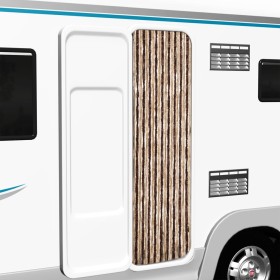 Cortina mosquitera de chenilla beige y marrón claro 56x185 cm