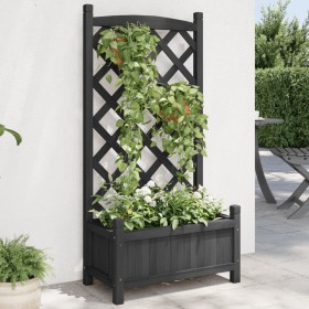 Jardinera con enrejado madera maciza de abeto negro Jardinera con enrejado madera maciza de abeto negro