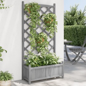 Jardinera con enrejado madera maciza de abeto gris