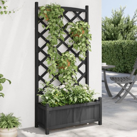 Jardinera con enrejado madera maciza de abeto negro