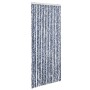 Cortina mosquitera chenilla azul blanco y plateada 56x185 cm