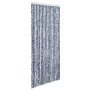 Cortina mosquitera chenilla azul blanco y plateado 90x220 cm