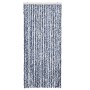 Cortina mosquitera chenilla azul blanco y plateado 90x220 cm