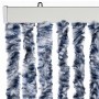 Cortina mosquitera chenilla azul blanco y plateado 90x220 cm
