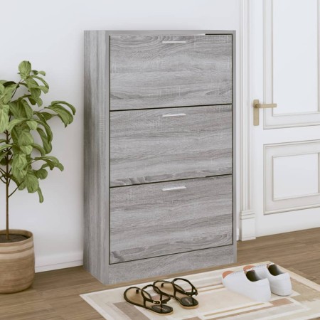 Mueble zapatero madera contrachapada gris Sonoma 63x24x103 cm
