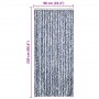 Cortina mosquitera chenilla azul blanco y plateado 90x220 cm