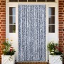 Cortina mosquitera chenilla azul blanco y plateado 100x220 cm