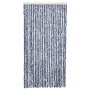 Cortina mosquitera chenilla azul blanco y plateado 100x220 cm