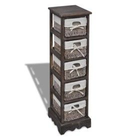 Shelf with 5 brown wooden woven baskets by vidaXL, Lockers and storage cabinets - Ref: Foro24-240801, Price: 115,39 €, Discou...