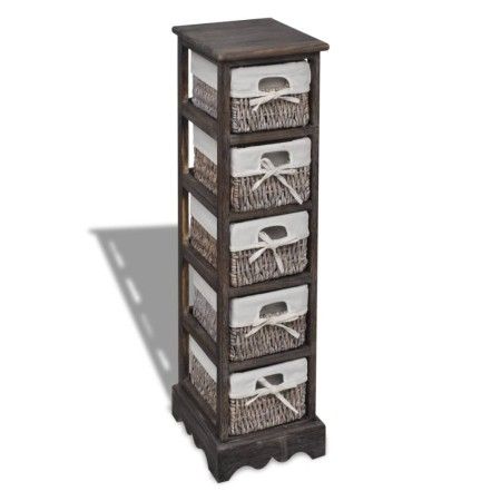 Regal mit 5 braunen geflochtenen Holzkörben von vidaXL, Schließfächer und Lagerschränke - Ref: Foro24-240801, Preis: 115,39 €...