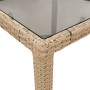 Mesa de jardín superficie de vidrio ratán PE beige 190x90x75 cm