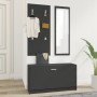 Set de mueble zapatero 3 en 1 madera contrachapada negro