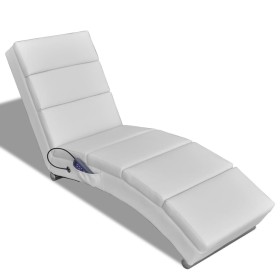 Tumbona de masaje reclinable de cuero sintético blanco