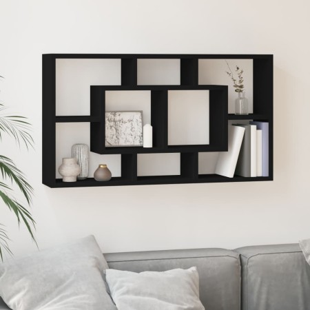 Estantería de pared con 8 compartimentos negro