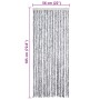 Cortina mosquitera de chenilla blanca y gris 56x185 cm