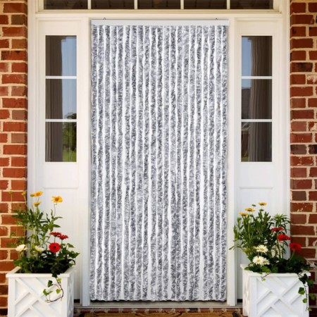 Cortina mosquitera de chenilla blanca y gris 90x220 cm