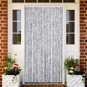 Cortina mosquitera de chenilla blanca y gris 100x220 cm