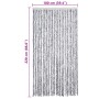 Cortina mosquitera de chenilla blanca y gris 100x220 cm