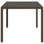 Mesa de jardín superficie de vidrio ratán PE marrón 150x90x75cm