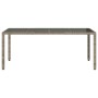 Mesa de jardín superficie de vidrio ratán PE gris 190x90x75 cm
