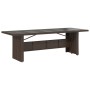 Mesa de jardín superficie de vidrio ratán PE marrón 240x90x75cm