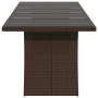 Mesa de jardín superficie de vidrio ratán PE marrón 240x90x75cm