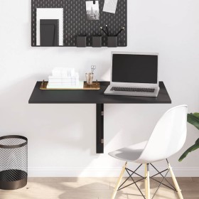 Mesa de pared plegable madera contrachapada negra 100x60x56 cm