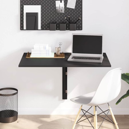 Mesa de pared plegable madera contrachapada negra 100x60x56 cm