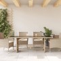 Mesa de jardín superficie de vidrio ratán PE beige 190x80x75 cm