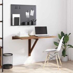 Mesa de pared plegable contrachapada marrón roble 100x60x56 cm